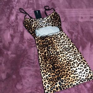 Velvet leopard print mini dress